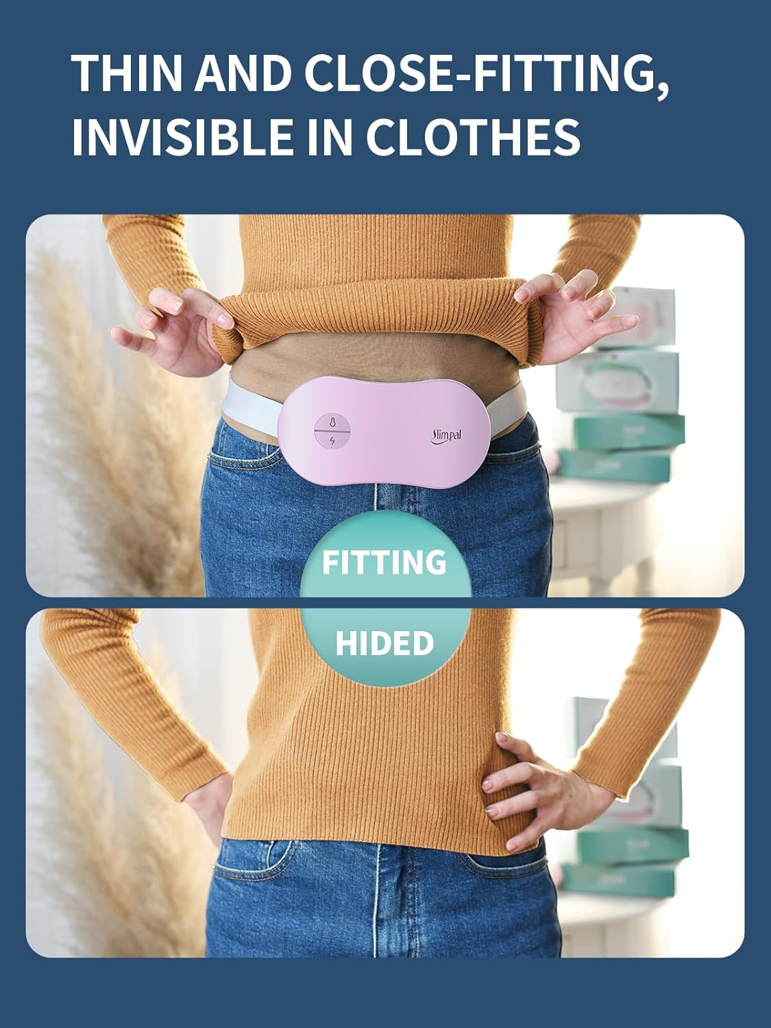 Slimpal Menstrual Heating Pad for Cramps, Portable Cordless Heating Pad for Period Pain Relief, Electric Wearable Heat Belt, Gifts for Women Girls, Purple image number 4