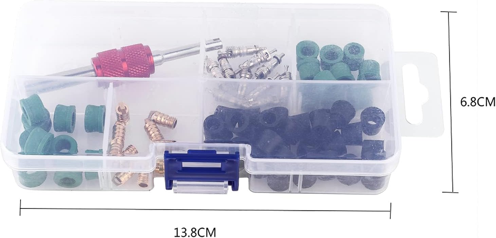 Joyzan Valve Core Kit, Air Conditioning Accessories Kits Car Tool Wrench Tyre Stem Puller Tools Refrigeration Tire Cores Sets Assortment Rings Installer for Cars Door Window Electric Bearing Pump image number 5