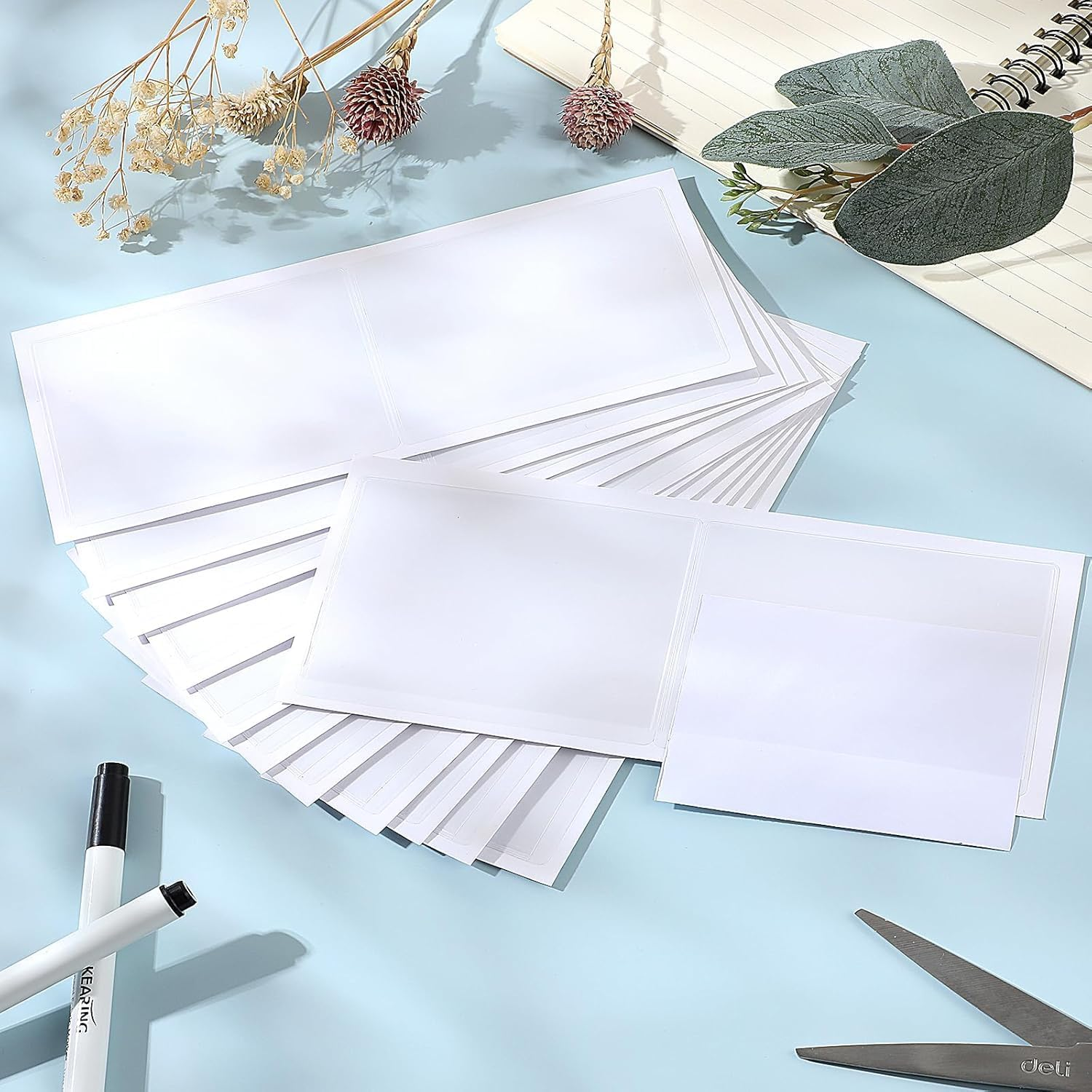 30Pcs Self Adhesive Index Card Pockets Sleeves,Self-Adhesive Index Card Pockets,Self-Adhesive Label Holder Card Pockets Label Holder Clear Library Card Holders for Home Office School Classroom image number 2