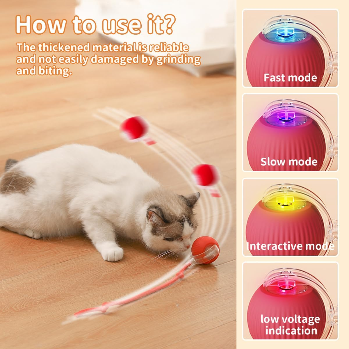 Pnxdeobxl Interactive Pet Toy Balls Set with Mat Mouse Catcher Game for Cats and Dogs 2 Toy Balls Obstacle Avoidance 360&deg; Rotation USB Rechargeable image number 3