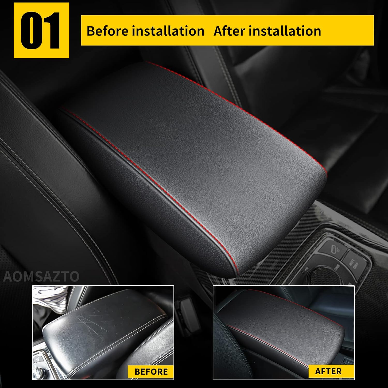 AOMSAZTO Center Console Armrest Cover for 2011-2021 Grand Cherokee Jeep (NOT for 2022 image number 4