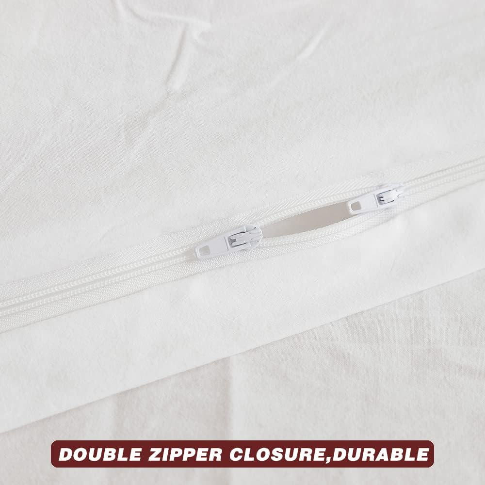 FACE TWO FACE 3-Piece Duvet Cover Set,100% Washed Cotton Duvet Cover,Ultra Soft and Easy Care,Simple Style Bedding Set (Queen, White) image number 3