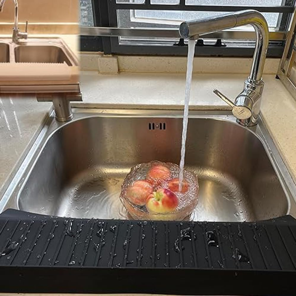 50.8 * 10.5Cm Silicone Kitchen Sink Splash Guard, Kitchen Edge Guard, Gray Sink Mat, Kitchen Sink Mat, Adjustable Countertop to Fit Various Kitchen image number 3