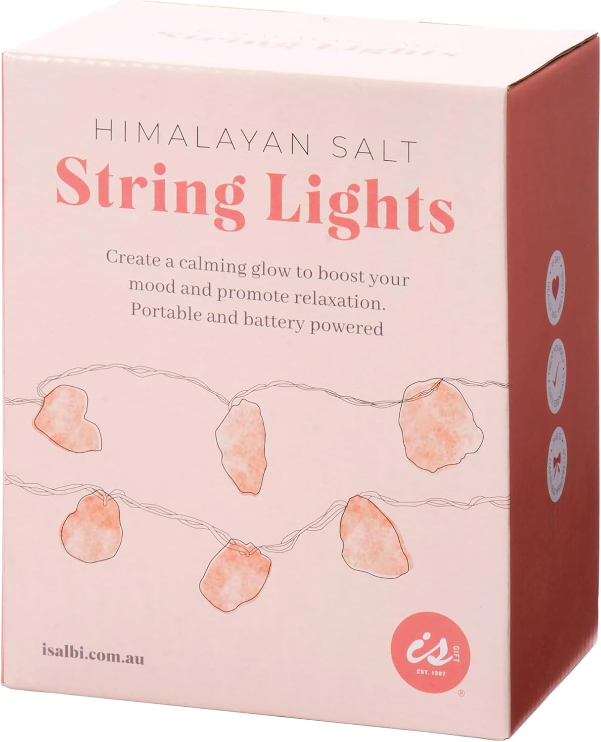 Is Gift Himalayan Salt String Lights 1.6M - 10 LED Warm White Bulbs with Natural Salt Blocks 3-5Cm, Ambient Decorative Lighting for Bedrooms, Desks, Shelves or Relaxation Spaces