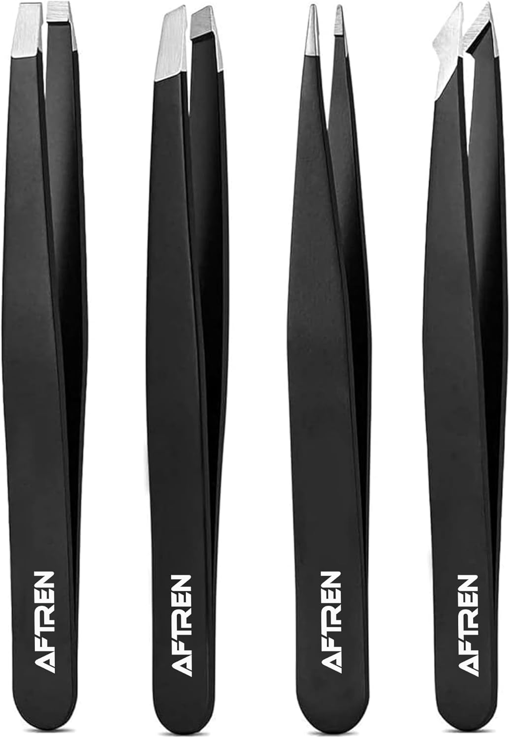 AFTREN Professional Stainless Steel Eyebrow Tweezers Set, Best Precision Tweezers for Eyebrow Plucking, Facial Hair and Blackheads Ingrown Hair Remover (Black)