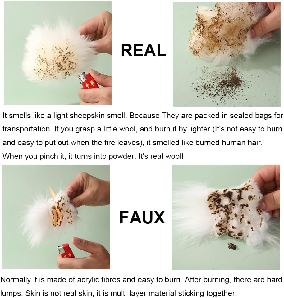 3Pcs Set Fashion Fluffy Fuzzy Wool Fur Soft Steering Wheel Cover with Handbrake Cover & Gear Shift Cover for Women/Girls/Ladies Car Decoration Long Wool Accessories (Black1) image number 5