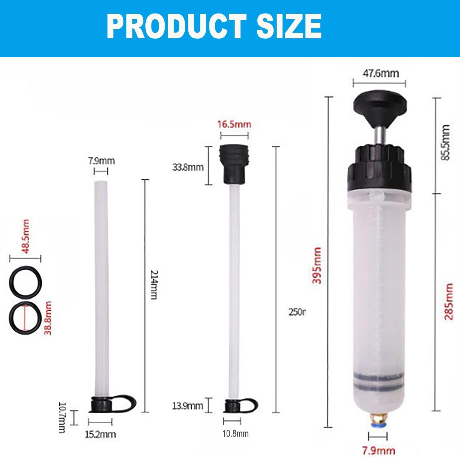 BEANPRECOY 500Cc Oil Fluid Extractor & Filler Pump | Manual Vacuum Oil Change Syringe W/Hose | for Engine, Brake Fluid, Transmission Oils & Coolant | Multi-Purpose Fluid Transfer Pump image number 1