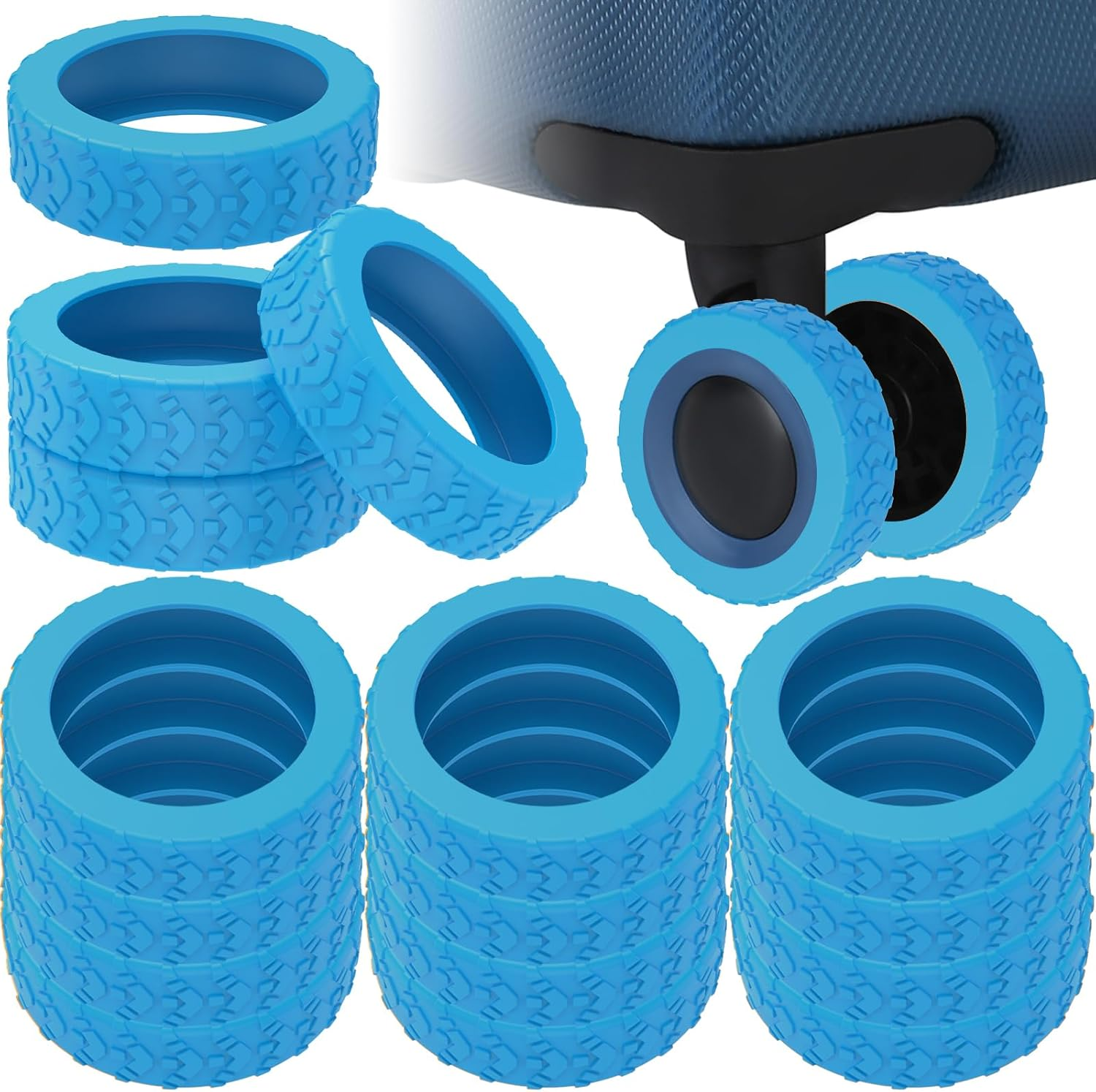 16Pcs Luggage Suitcase Wheel Cover, Carry on Silicone Luggage Wheel Protective Cover, Waterproof Chair Wheels Cover Luggage Caster Cover for 2 Wheels Luggage Suitcase (16PCS, Orange-C)