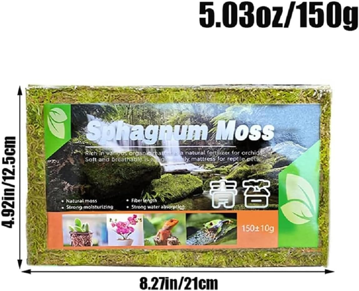 AIMALL Compressed Natural Moss Mat 8.27X4.92 Inch Moisturising Substrate Pad for Tortoise Snake Lizard Reptile Terrarium Bedding Organic Breathable Soil Cover image number 1