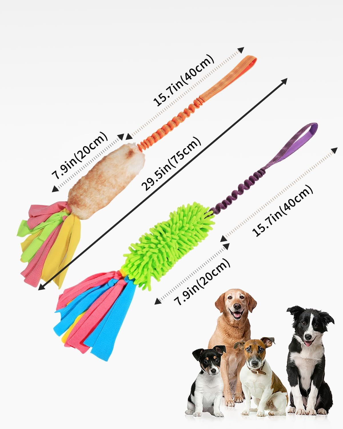 SCHITEC Tug Toy for Dogs, [2 Pack] Bungee Tug of War Squeaky Rope Toys for Exercise & Interactive Play Games, Puppy Training Pull Toy for Small Medium Large Dog image number 4