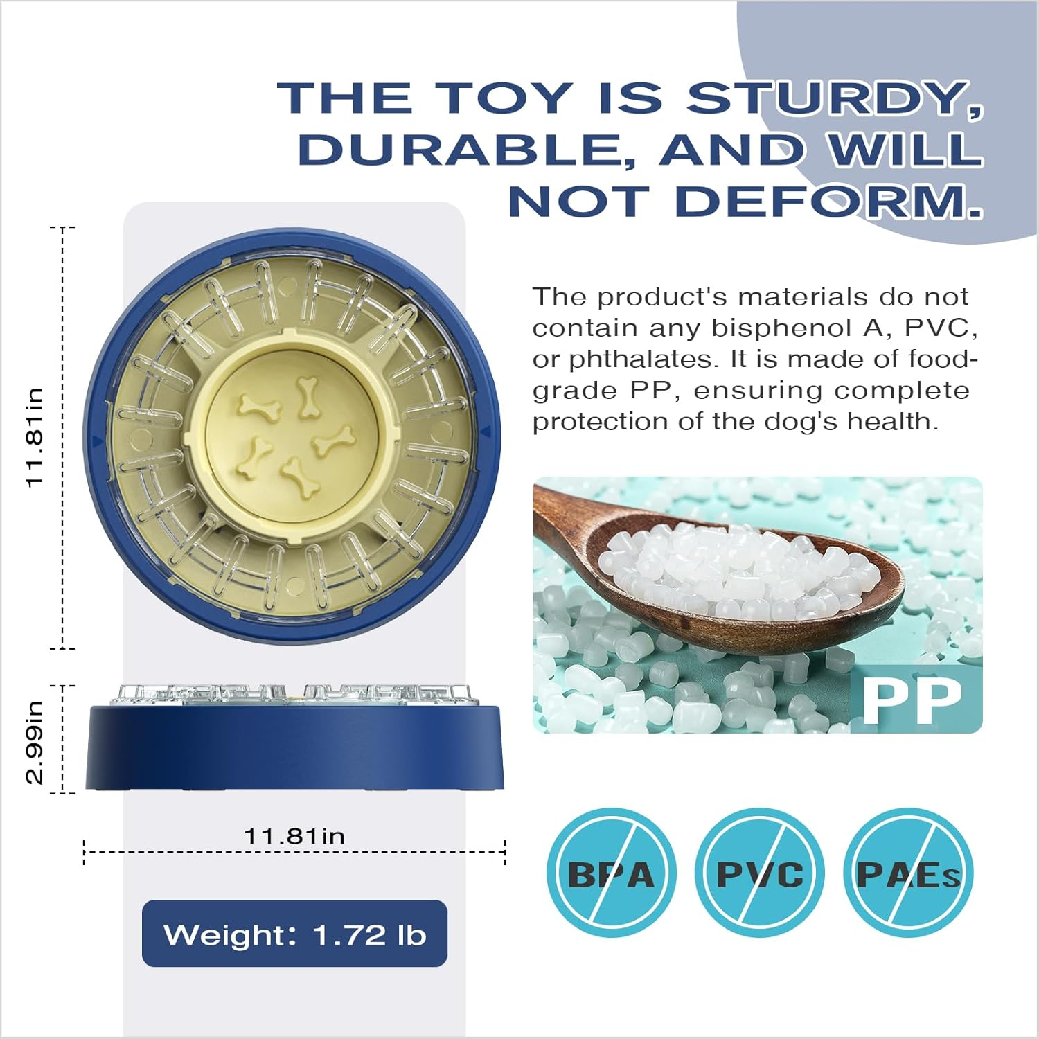 KADTC Dog Spinning Puzzle Feeder Food Slow Bowl for All Dog Breeds Adjustable Feeding Time from 5 to 60 Min Capacity 500G Puppy Treat Dispenser Toy Kibble Dispensing Toys Healthy Eating image number 1