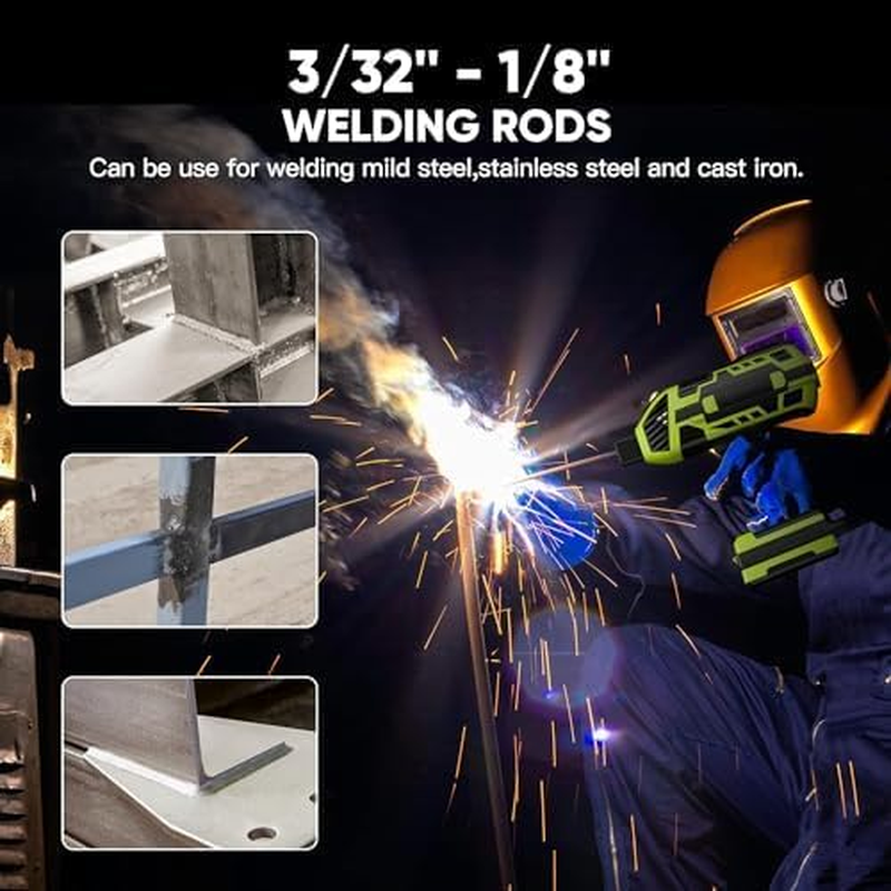 MINYII Portable Welding Machine Handheld Welder with IGBT Inverter 6 Variable Current Adjustment Portable ARC for 3/32"-1/8" Wire Rods Electric Stick Welder Machine Suit (GREEN) - Green image number 3