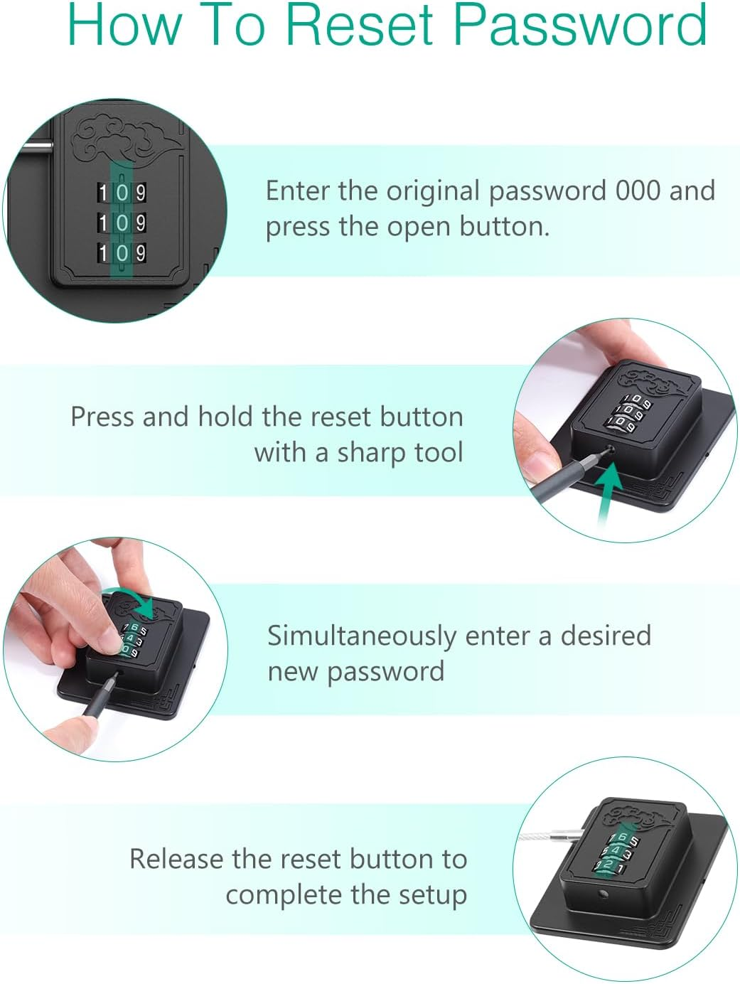 ORIA Refrigerator Lock, 2Pcs Child Proof Fridge Lock, Freezer Door Lock with 3-Digit Code, Child Safety Lock for Door, Drawer, Cabinet, Closet, Window, Easy Install No Keys No Drill Needed