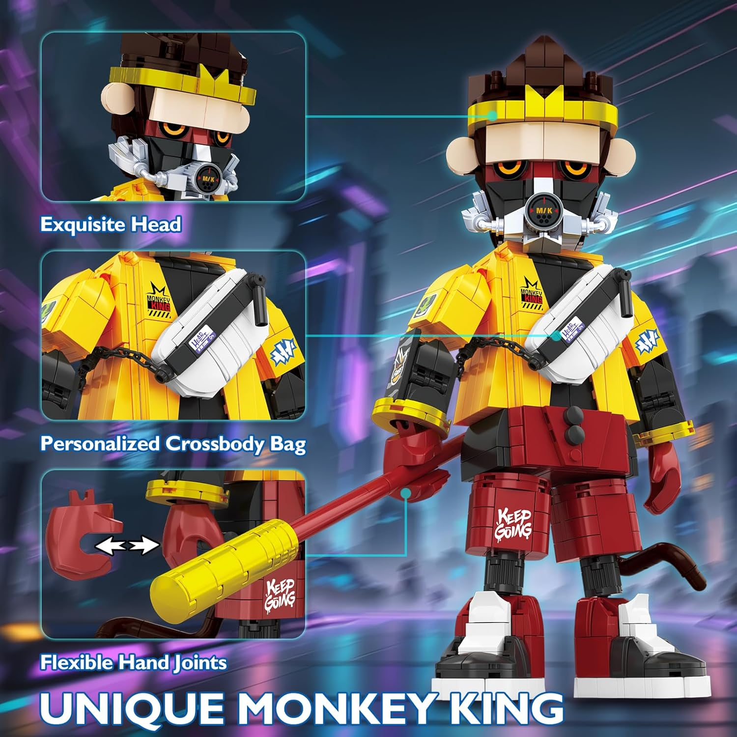 Jmbricklayer Monkey Mech Toy Building Set for Adults 70139, Cool Monkey King Warrior Mecha Model Kit, MOC Classic Collectible Art Mythical Figure Toy Model, Ideal Gifts for Adults and Kids Age 14+