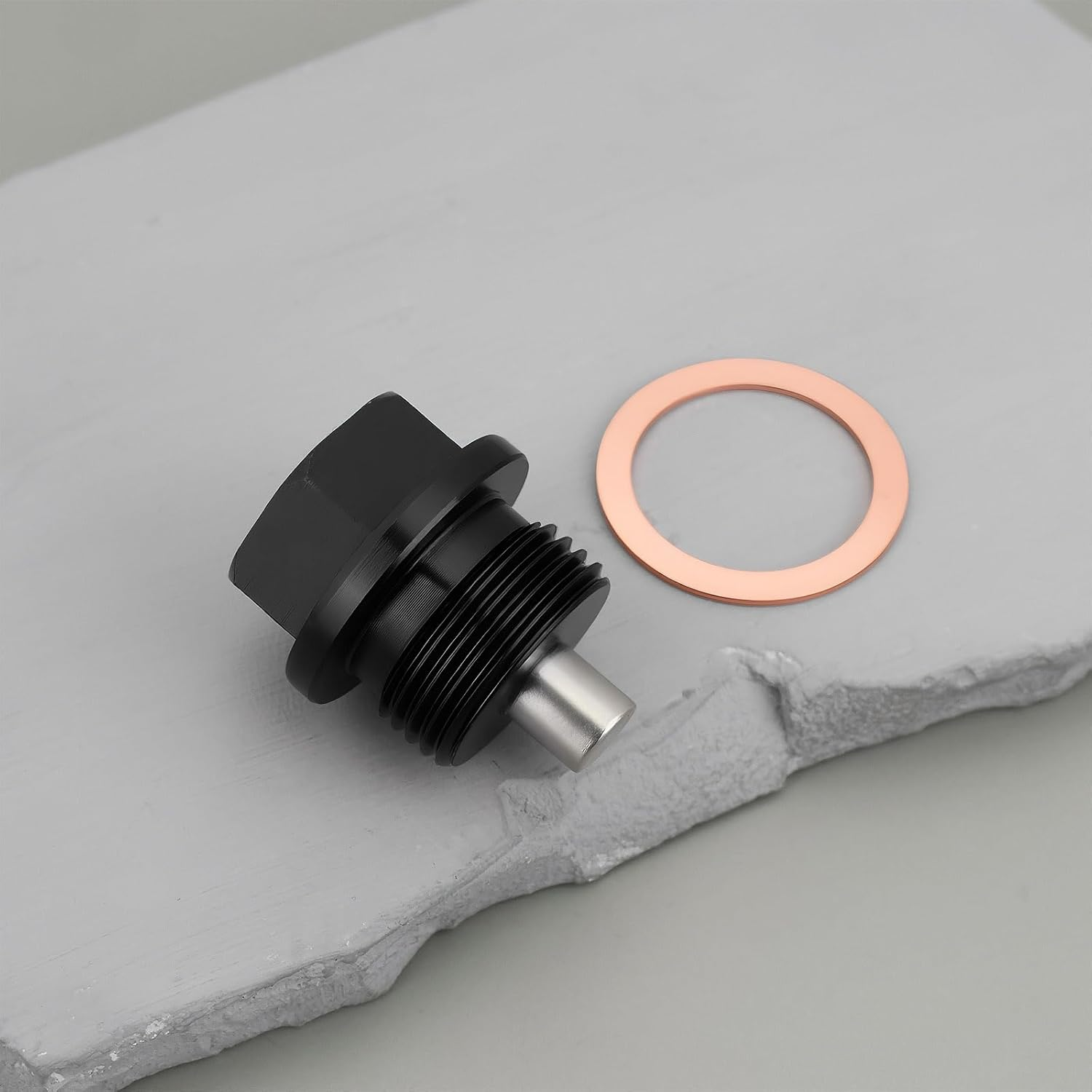 Be in Your Mind 2Pcs M20X1.5 Magnetic Sump Plug with Gaskets Oil Drain Plug for Cars Motorcycles Black - Red image number 4