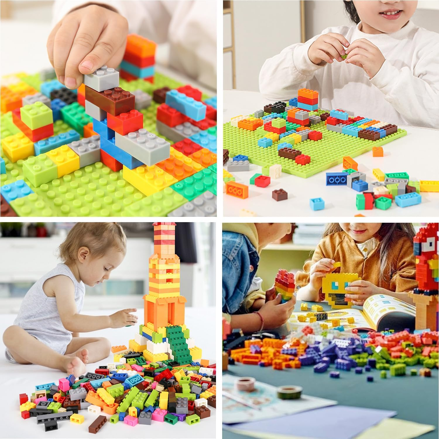 EKIND Regular Colors 8 Shapes Classic Educational Building Bricks Set - Compatible with All Major Brands - Cultivate Logic & Creativity for Kids (1000 Pcs) image number 2