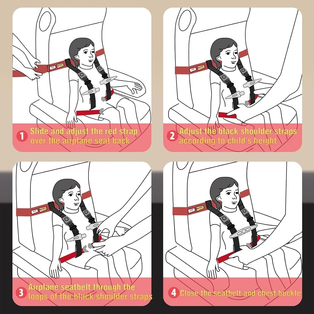 Child'S Airplane Safety Harness - Adjustable Travel Strap with Secure Chest Clip for Safe Air Travel, Fits 22-44 Lbs Children image number 1