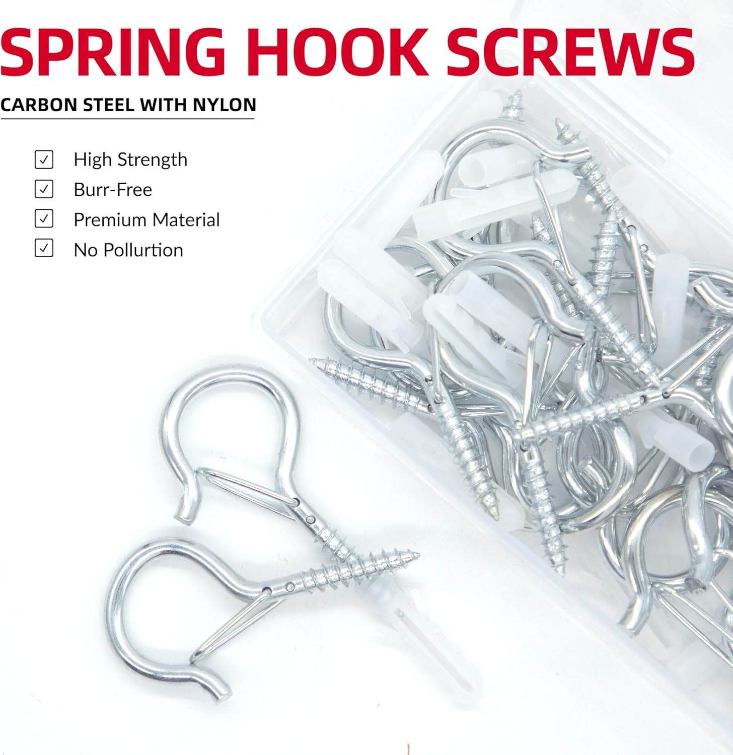 20 Sets Q-Hanger Hooks with Safety Buckle,Windproof Screw -In Hooks for Hanging Plants, Outdoor String Light, Christmas Light, Winged Nut Driver Included (White, 2.2 Inch) image number 6