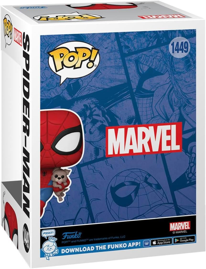 Funko Pop Marvel Spiderman with Sandwich the Dog Bobblehead Vinyl Figure, 4.4 Inch Size