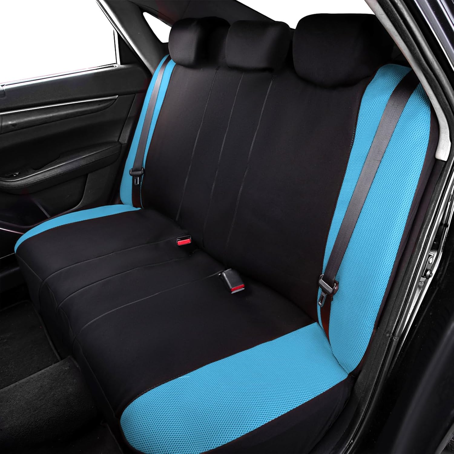 Flying Banner Butterfly Car Seat Covers Full Set Fashion Universal Lady Woman Female Rear Bench Split Colorized (Full Set, Mint Blue) image number 4