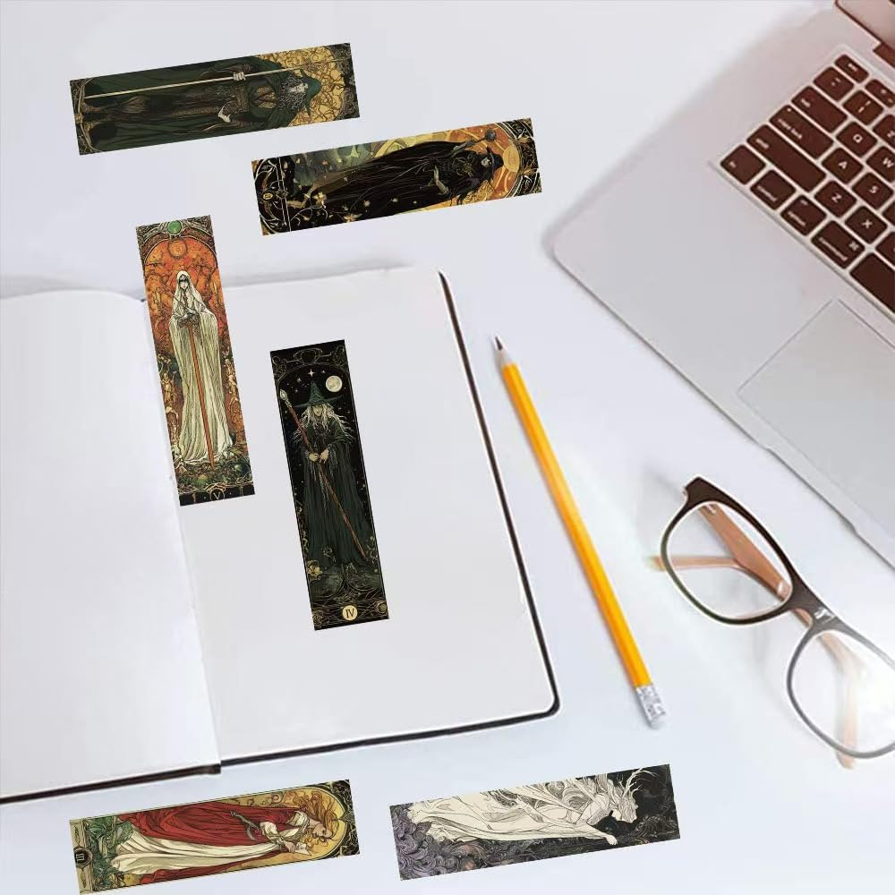 30 Pcs Book Tracker Bookmarks Bulk 5.9 X 1.5 Inch Paper Tracking Bookmark Reading Page Markers for Book Lovers Students School (Skull) - Cat image number 2