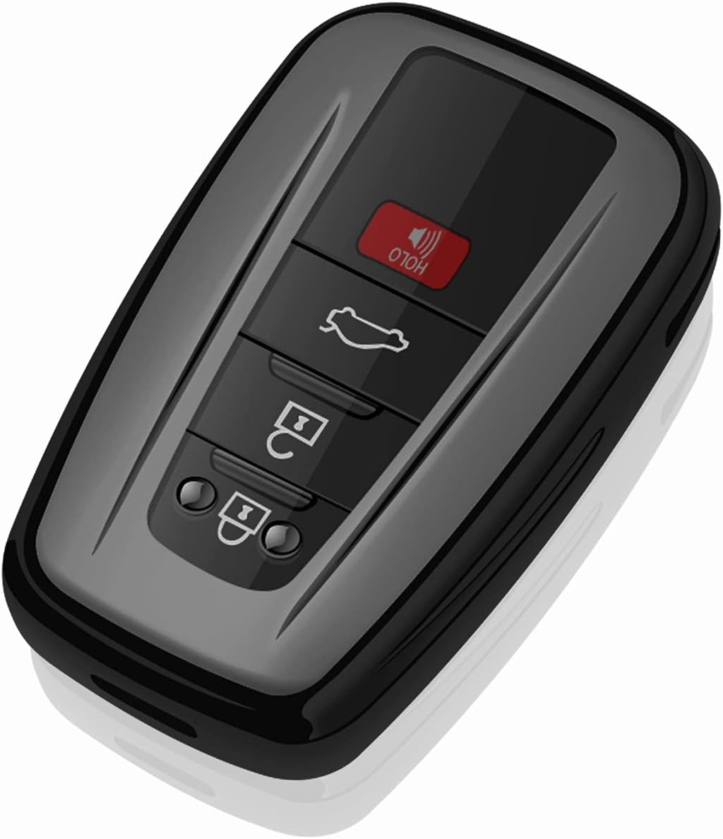 Tukellen for Toyota Key Fob Cover Special Soft TPU Key Shell Case Protector Compatible with 2018-2024 Camry Avalon C-HR Prius Corolla GT86 Highlander RAV4 4Runner Prado - Silver