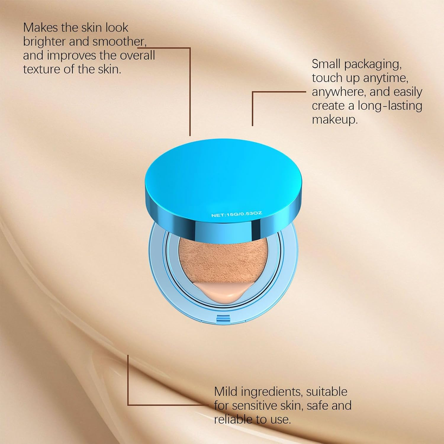 Cushion Foundation - Moisturizing Foundation Air Cushion Long-Lasting - Brightening Makeup Concealing Cream for School Traveling Party Business Trip Camping