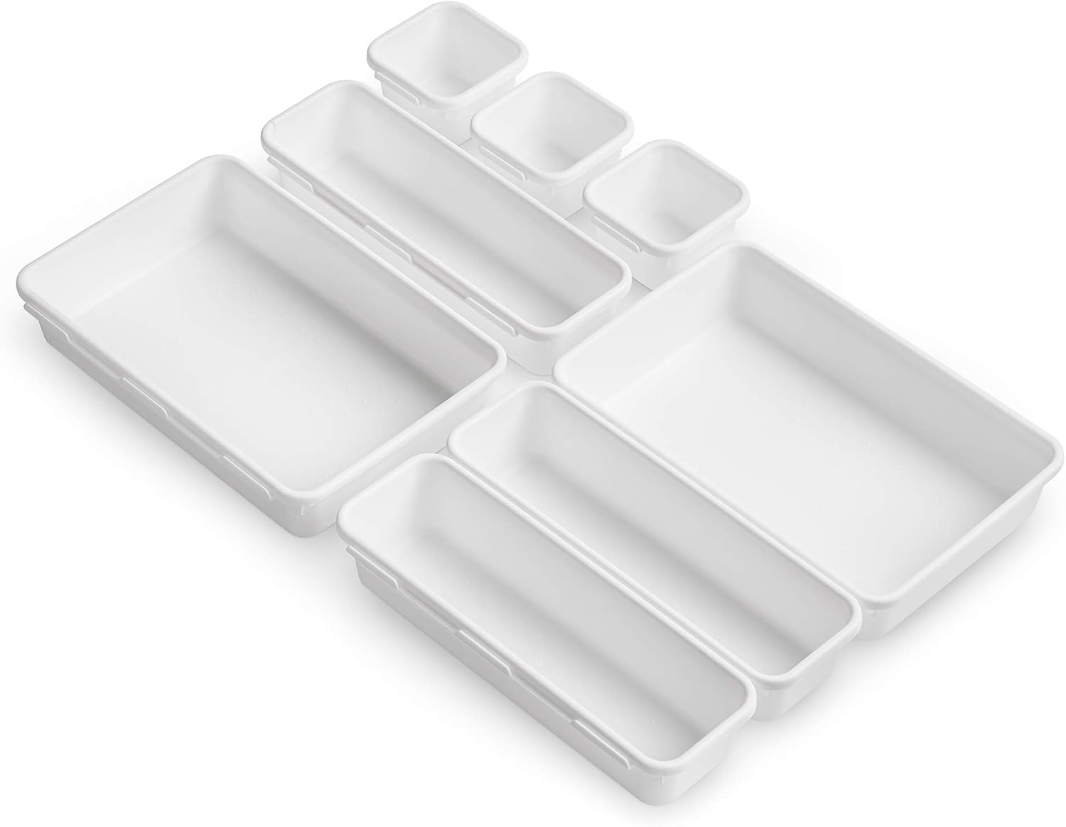 Rayen Modular Tray for Drawers, 8 Units, White, Measurements: 3 Units: 8 X 7.5 X 4.5 Cm / 3 Units: 23.3 X 8 X 4.5 Cm / 2 Units: 23.5 X 16 X 4.5 Cm image number 4