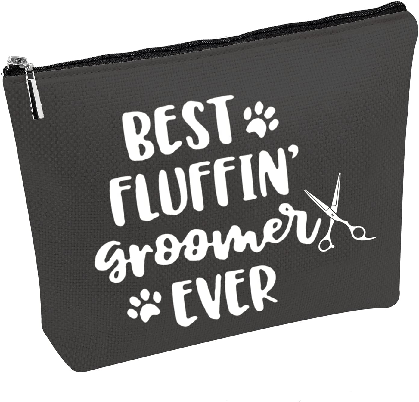 JINUP Dog Groomer Grooming Gift Best Fluffin' Groomer Ever Makeup Cosmetic Zipper Bag Pet Groomer Tool Kit, Fluffin' Groomer Black Bag, image number 1