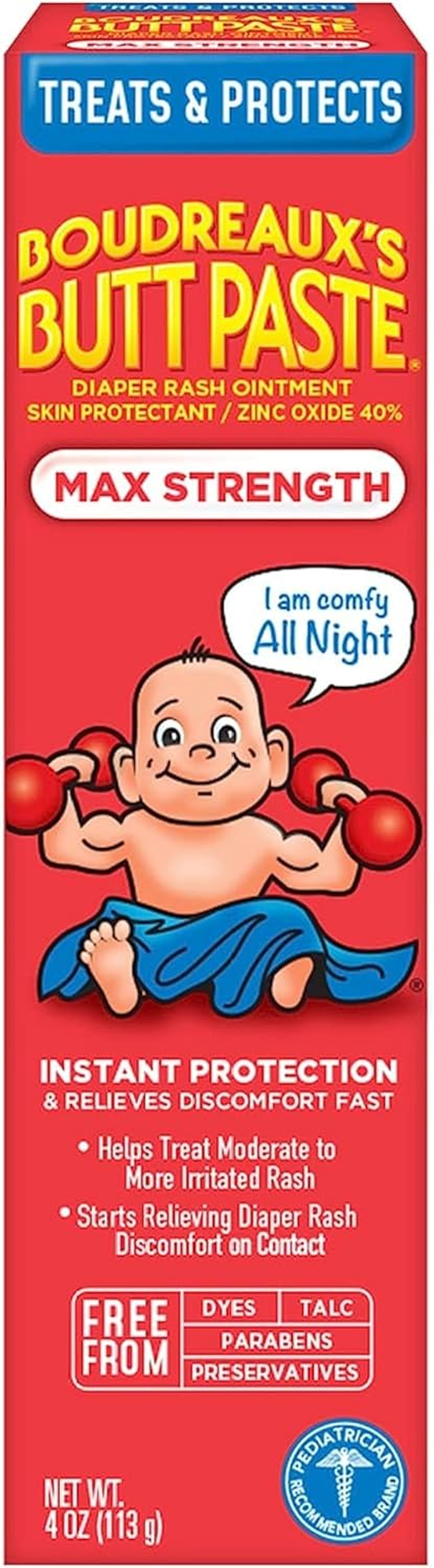 Boudreaux'S Butt Paste Diaper Rash Ointment | Maximum Strength | 4-Ounces Tube | 1-Unit