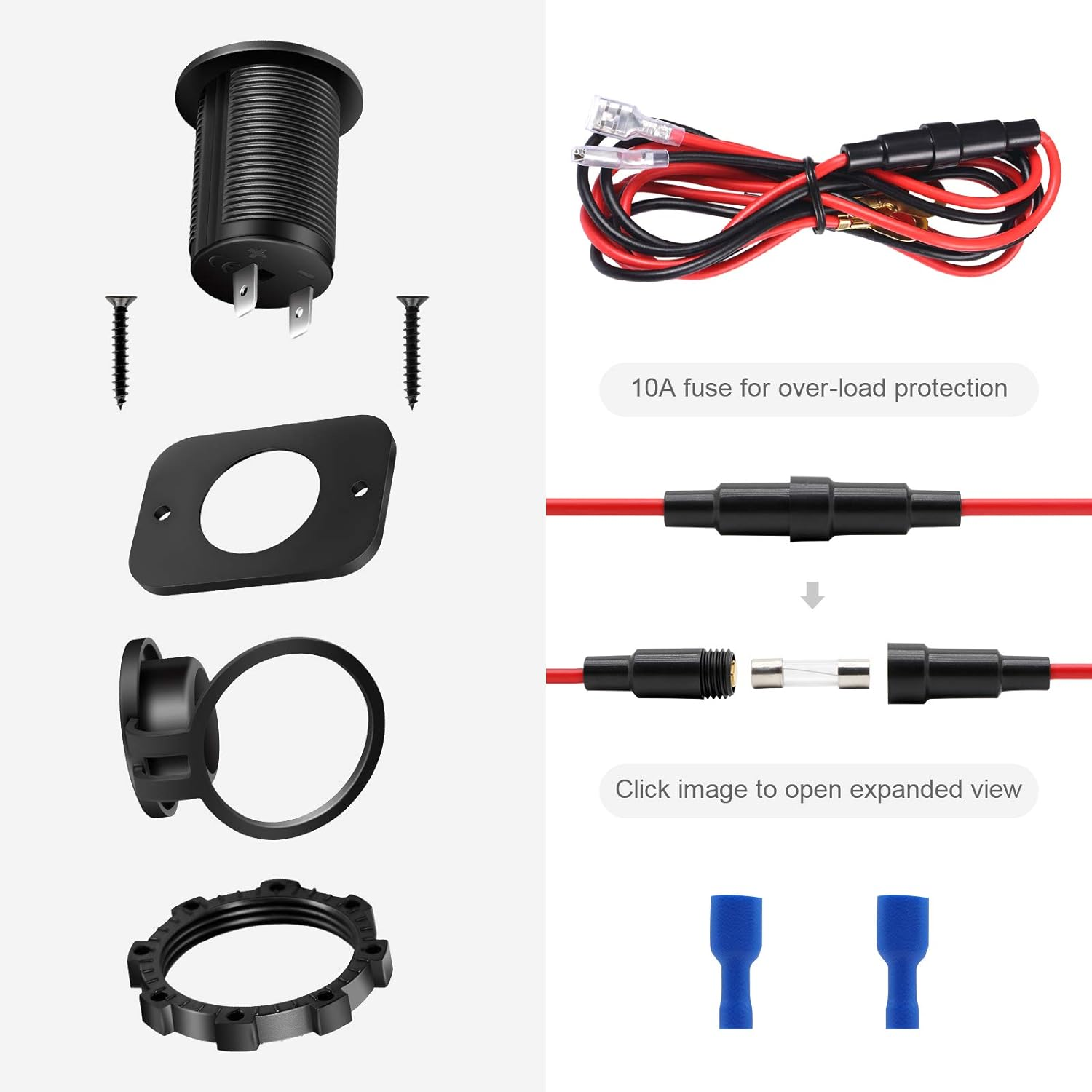 Cigarette Lighter Socket - Car Marine Motorcycle ATV RV Lighter Socket Power Outlet Socket Receptacle 12V Waterproof Plug(2 Pack) - Black/2 Pack image number 4