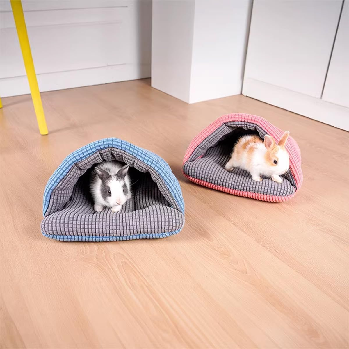 AIMALL Semi-Enclosed Pet Sleeping Bag Bed 12.6"X11.81"X6.3" Soft Polar Fleece Kennel Nest for Guinea Pig Rabbit Kitten Small Animals Indoor Use - Pink image number 2