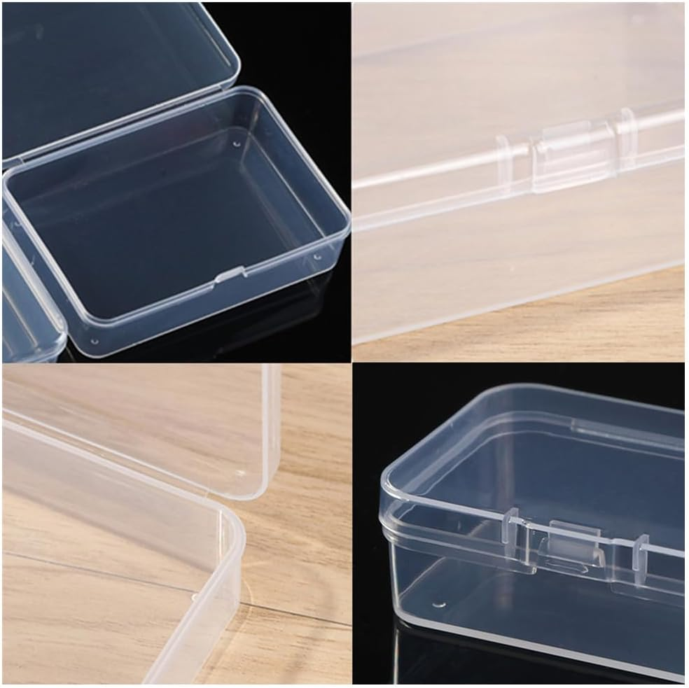 Mini Storage Box, Cuicanfla 10 Pcs Mini Plastic Storage Containers Box with Lid Rectangle Clear Plastic Storage Boxes for Jewelry, Hardware, Beads, Earplugs image number 2