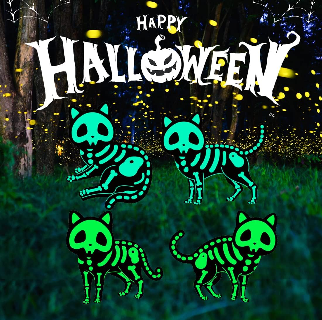 Halloween Decoration Outdoor - Reflective Black Cat for Halloween Yard Sign and Halloween Party Decoration - Halloween Reflective Cat for Luminous Decoration, Holiday Decoration, Scary Yard Sign, Holiday Party Props (4PCS) image number 6