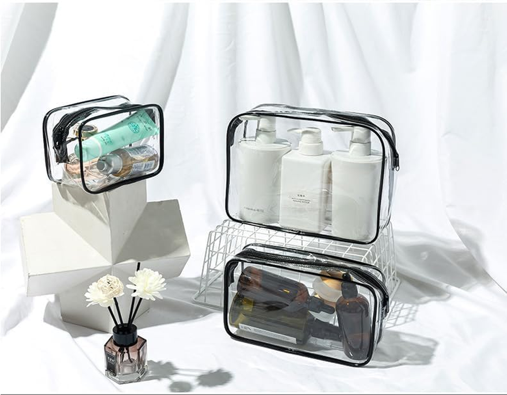 Aoiiigo Clear Toiletry Bags Quart-Sized Waterproof Transparent Toiletry Bags with Zippers Clear Cosmetic Makeup Bag for Travel, Beach Vacation and Bathroom image number 1