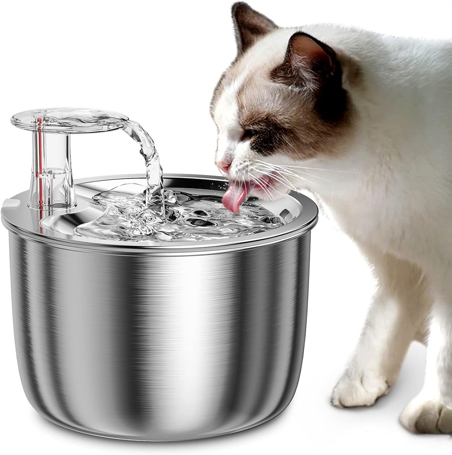 Cat Water Fountain, 67Oz/2L Stainless Steel Pet Water Fountain, Ultra Quiet Pump Cat Water Dispenser for Cats, Dogs, Multiple Pets image number 2