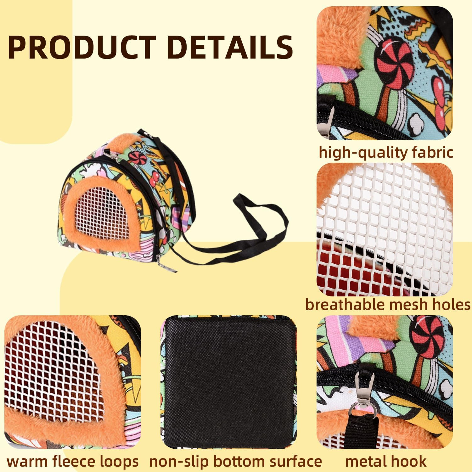 Small Animal Carrier Bag - Handheld/Adjustable Shoulder Strap Pet Carrier, Portable Foldable for Travel, Vet Visits, Daily Outings (Guinea Pigs, Rabbits, Hamsters & Small Pets) image number 1