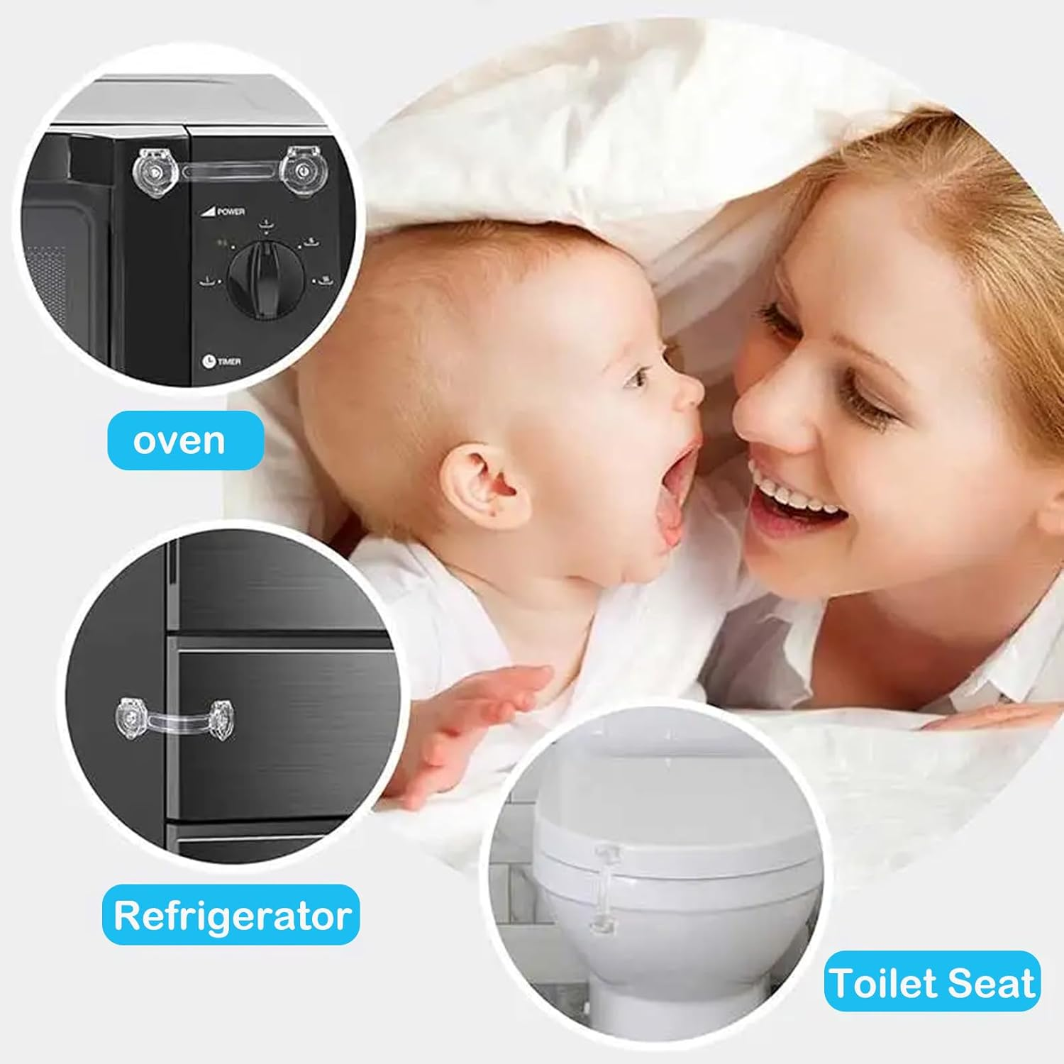 YUENTOEN 8 Pack Baby Proof Cabinet Latches, Childproof Drawer Latches with Strong Adhesive, Child Safety Cabinet Locks for Drawers, Fridge, Oven, Toilet and More, No Drilling image number 3