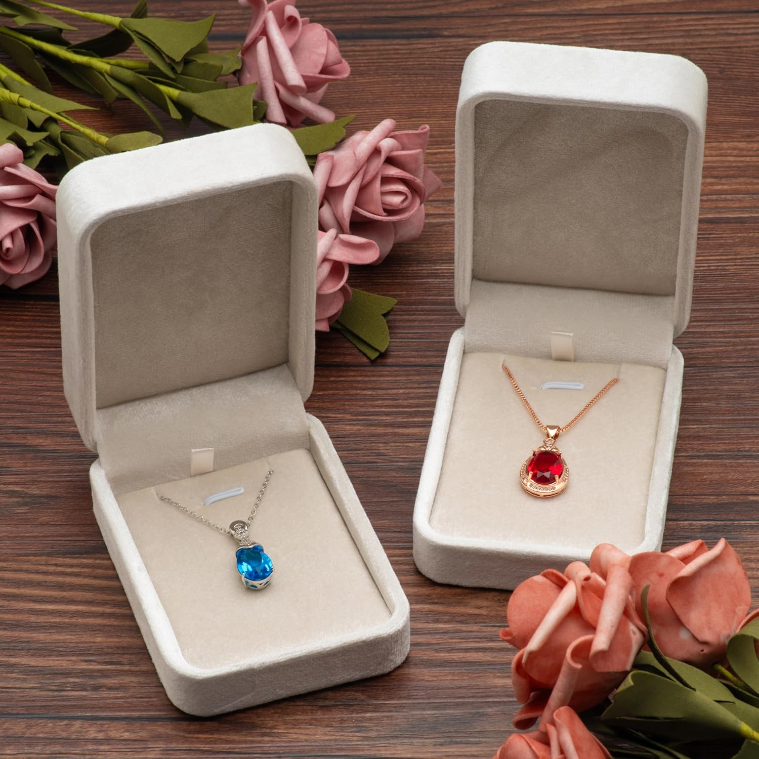 Giftop Classic Velvet Jewelry Gift Box Case for Necklace Pendant (Beige) image number 1