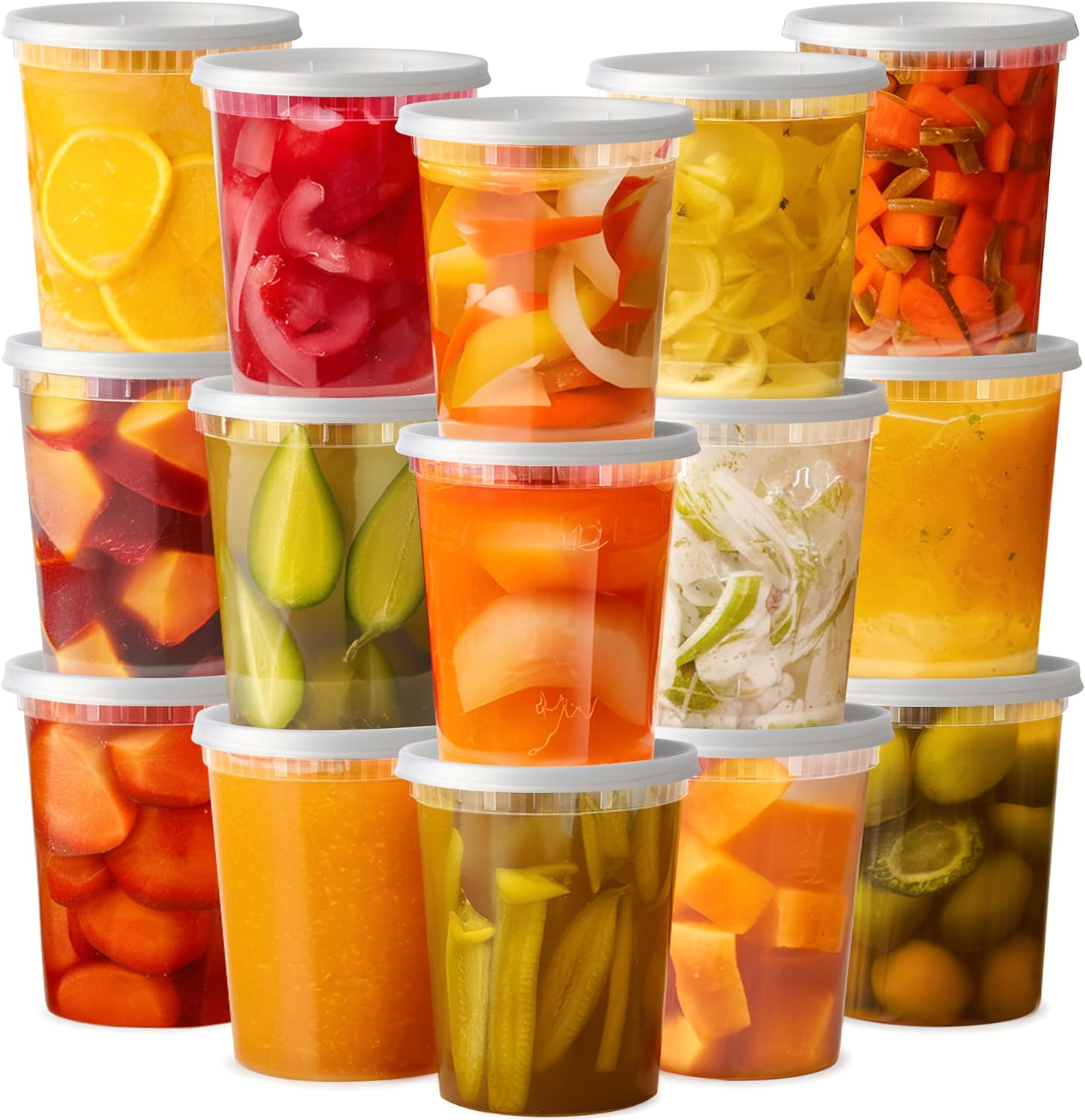Plastic Deli Food Storage Containers with Airtight Lids 32 Oz. - 24 Sets Clear image number 4
