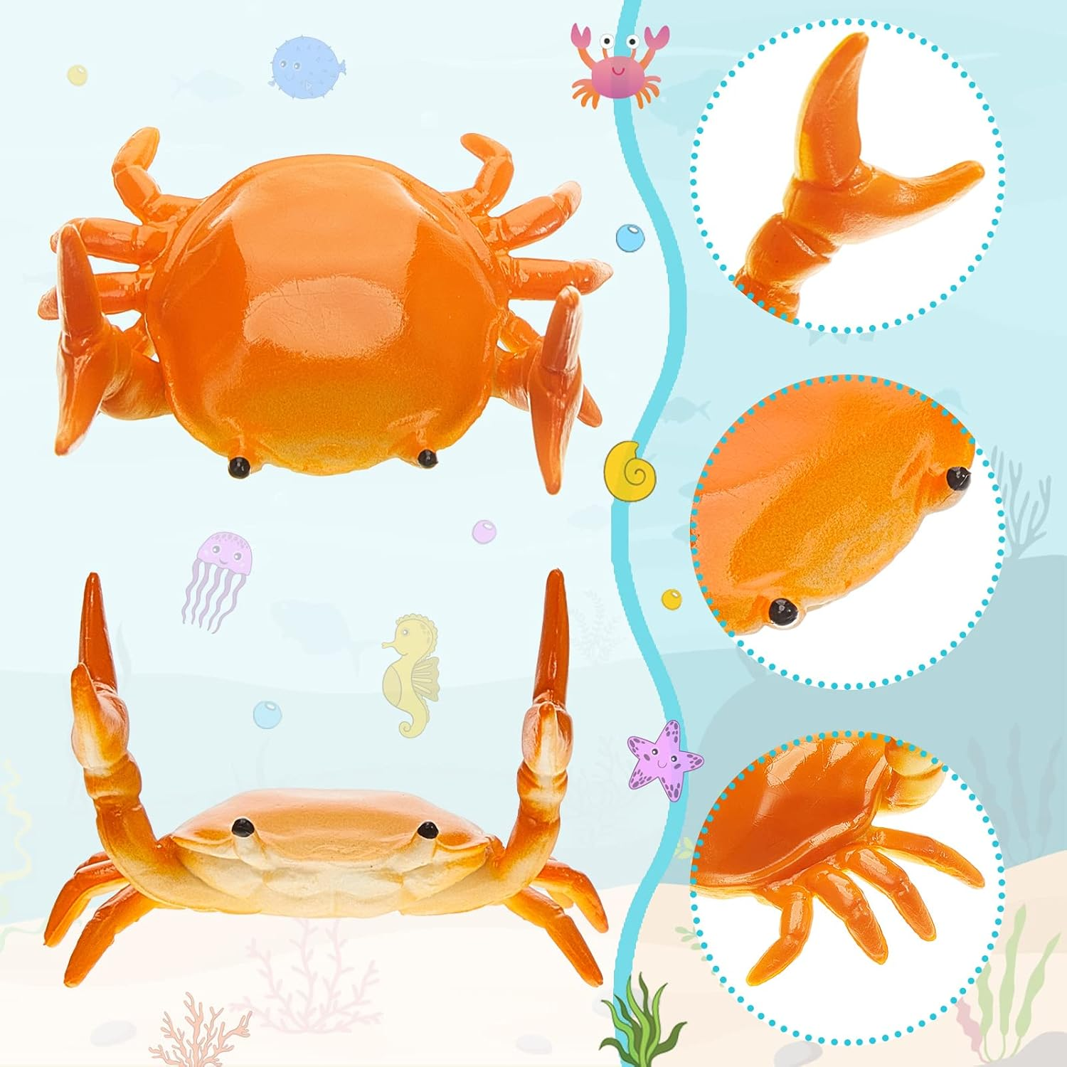 Jecery 10 Pieces Crab Pen Holder Japanese Crabs Stand Creative Cute Storage Rack for Single Pencil Office Desk Display Decorations Stationery Gift, Red, Blue, Green, Purple, Orange image number 3