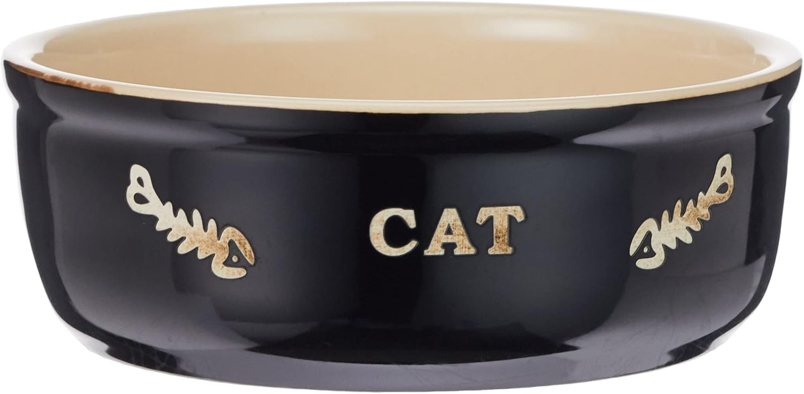 Nobby Ceramic Cat Basin, 13.5 X 13.5 X 0.25 Cm, Black/Beige image number 1