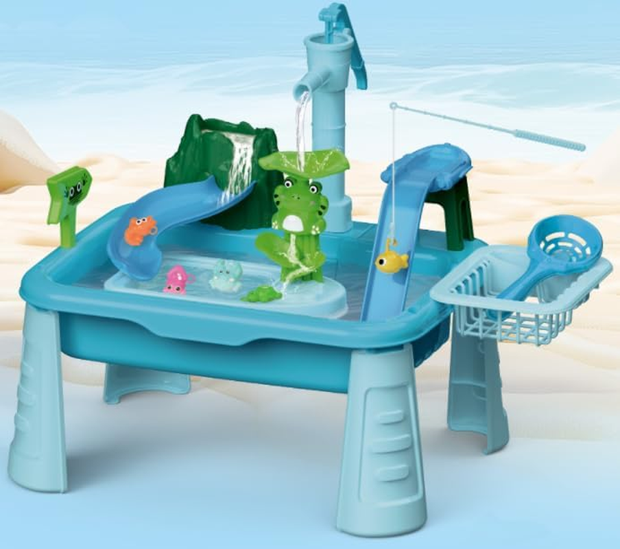 JUKUDAHU 4-In-1 Kids Kitchen Sink Toy for Toddlers 2 3 4 5 6 Years Old - Play Sink with Running Water, Water Table with Detachable Legs, Fishing Game, Pretend Play Dishwasher Gifts for Boy Girl(Blue) image number 2