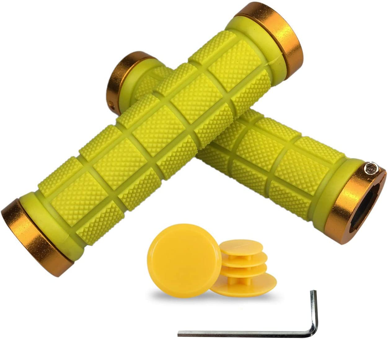 PLATT Bike Handlebar Grips Rubber Comfortable Bicycle Handle Grip for MTB/BMX with Plastic End Caps