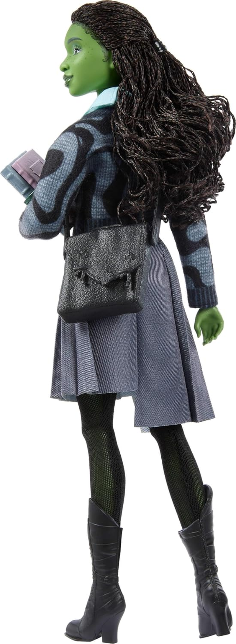 Mattel Universal Wicked Elphaba Fashion Doll & Accessories with Green Skin, Braided Black Hair, Posability & Removable School Uniform image number 1