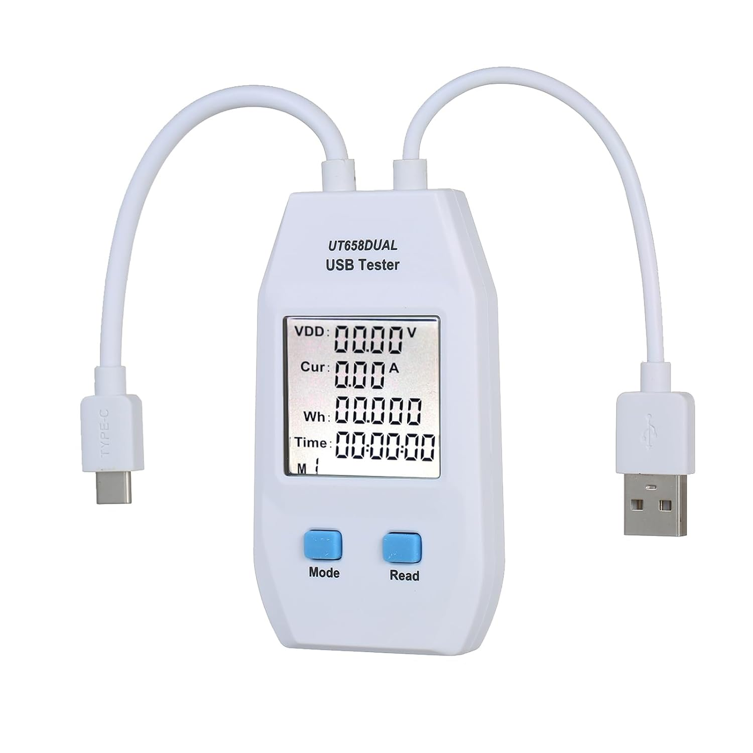 USB Power Meter LCD USB Tester Detector Voltmeter Ammeter Digital Power Capacity Tester (Ut658-Dual)