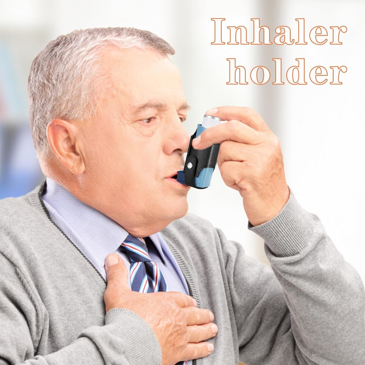 ZPLASK 2PCS Inhaler Case, Mini Keychain Inhaler Holder, Asthma Inhaler Case, Carrying Portable Inhaler Bag Leather Protective for Hiking Daily Use Outdoor and Travel (Black Bolwn) image number 1