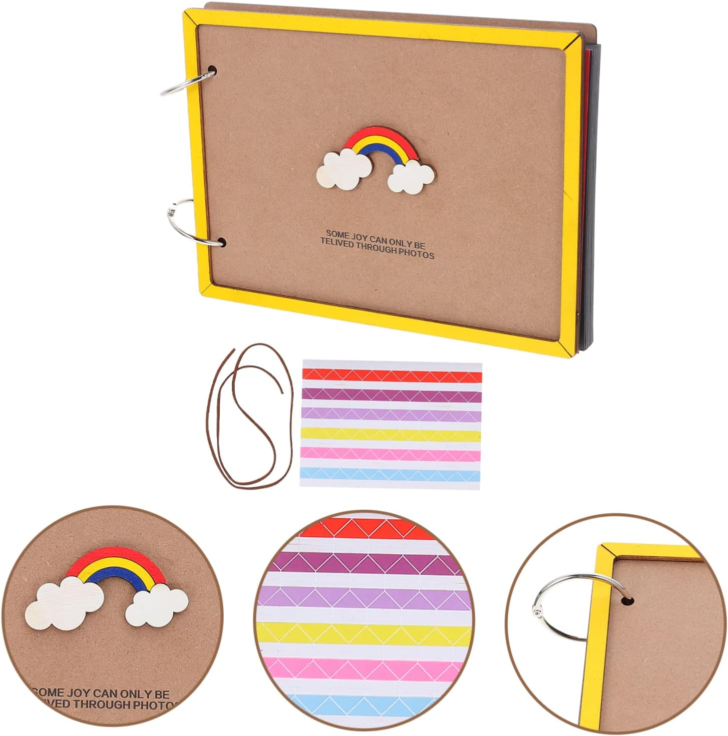 IMIKEYA 1Set Creative Photo Album for Family Memories Self-Adhesive Scrapbook Rainbow Design for Albums Travel Weddings and Anniversaries image number 4