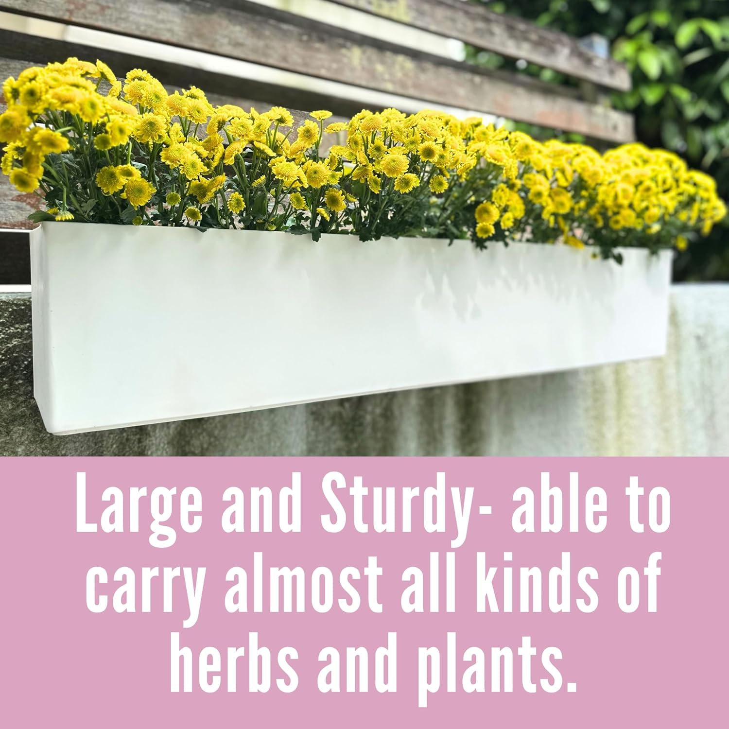 Lalagreen Hanging Planter Boxes (2 Pack, 40") Extra Large White Rectangular Window Flower Box with Bracket Self Watering System Railing Planters for Outdoor Plant Pot Container Deck Rail Fence Balcony image number 1