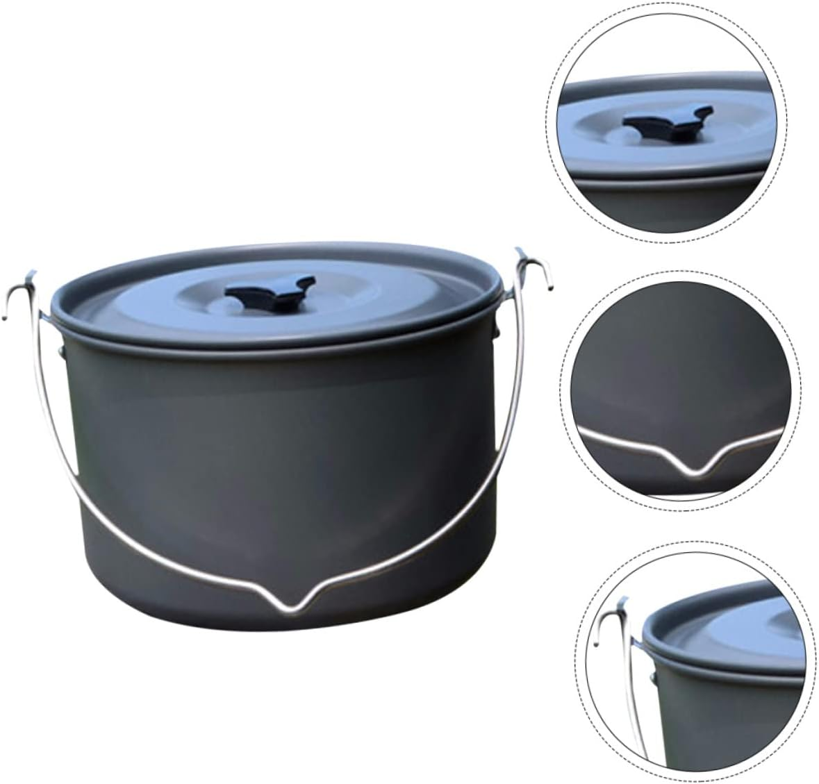 Capacity Hanging Pot Picnic Cookware Lightweight Camping Pot Outdoor Tableware Accessories for Camping Cooking Utensils image number 2